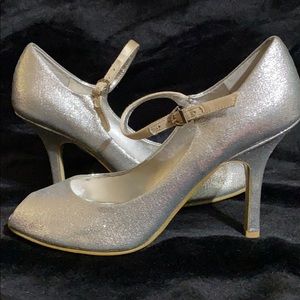 Silver glitter NINE WEST HEELS